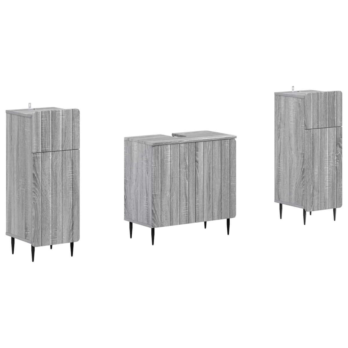 3 Piece Bathroom Cabinet Set ZWOLLE Grey Sonoma Engineered Wood
