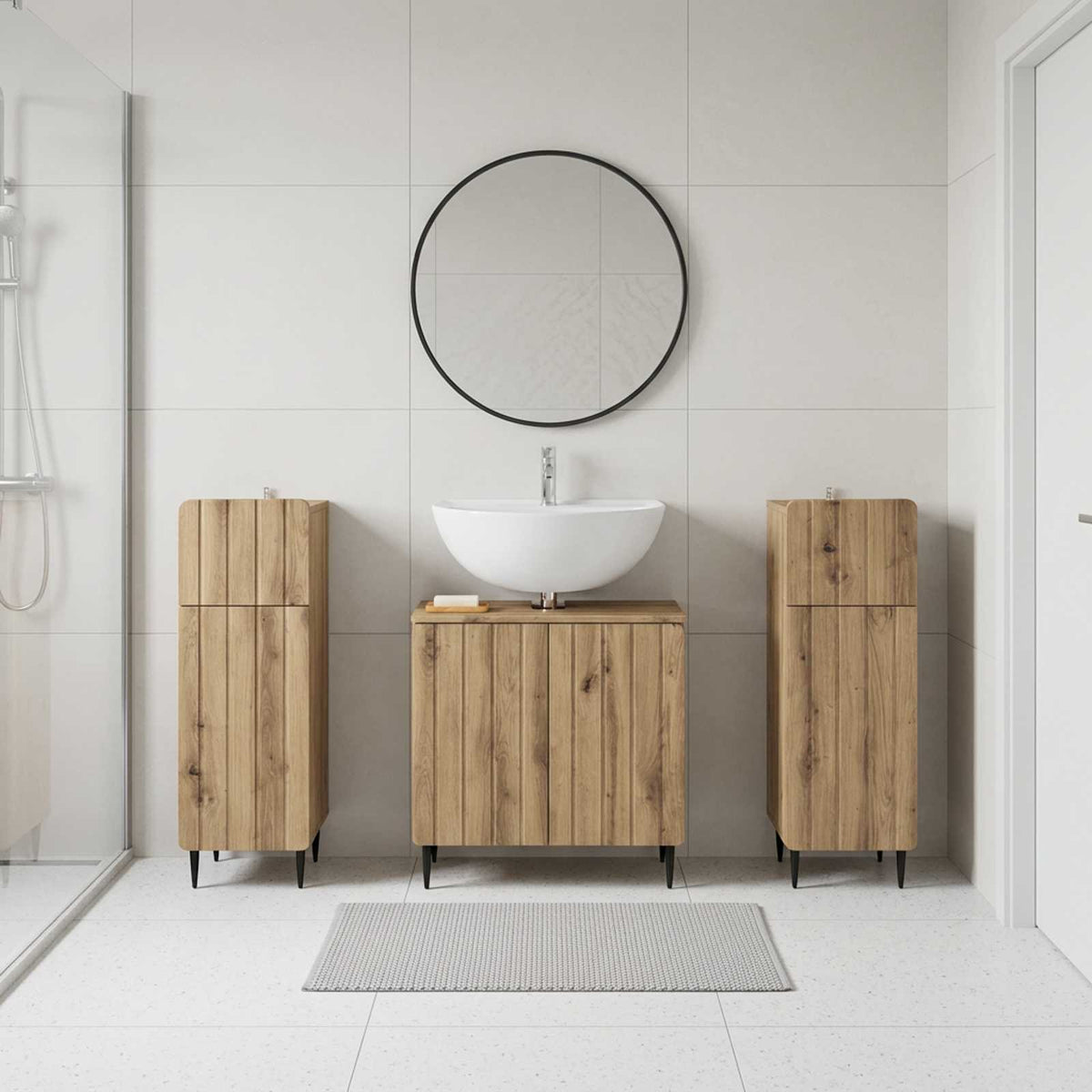 3 Piece Bathroom Cabinet Set ZWOLLE Artisan Oak Engineered Wood