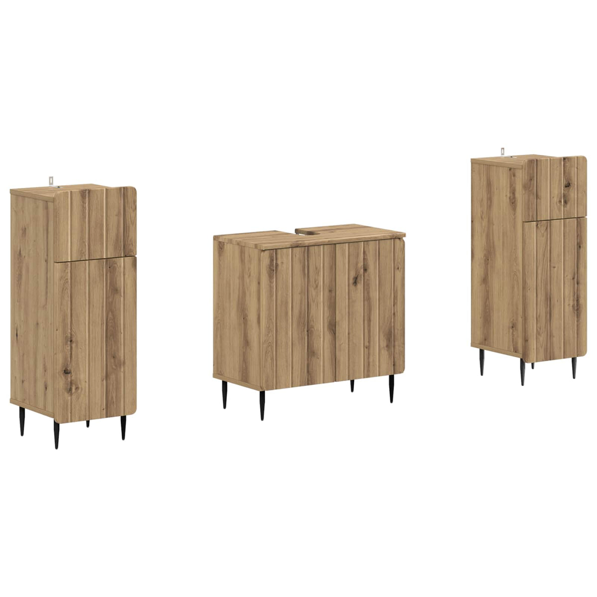 3 Piece Bathroom Cabinet Set ZWOLLE Artisan Oak Engineered Wood