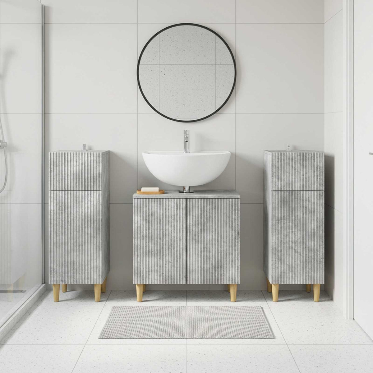 3 Piece Bathroom Cabinet Set ARNHEM Concrete Grey