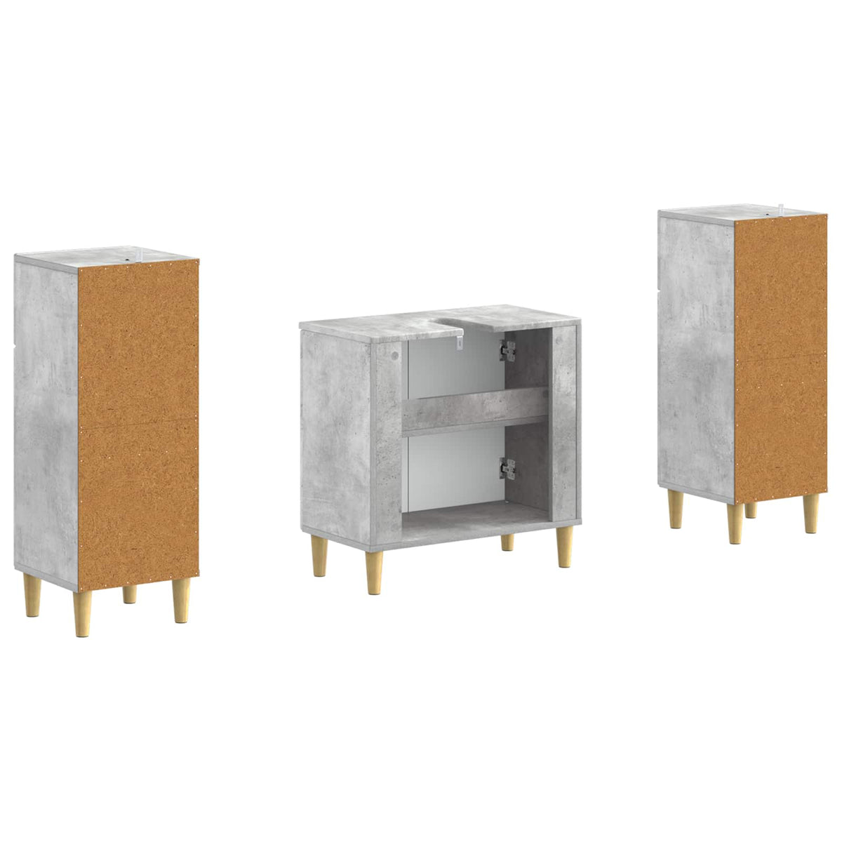 3 Piece Bathroom Cabinet Set ARNHEM Concrete Grey