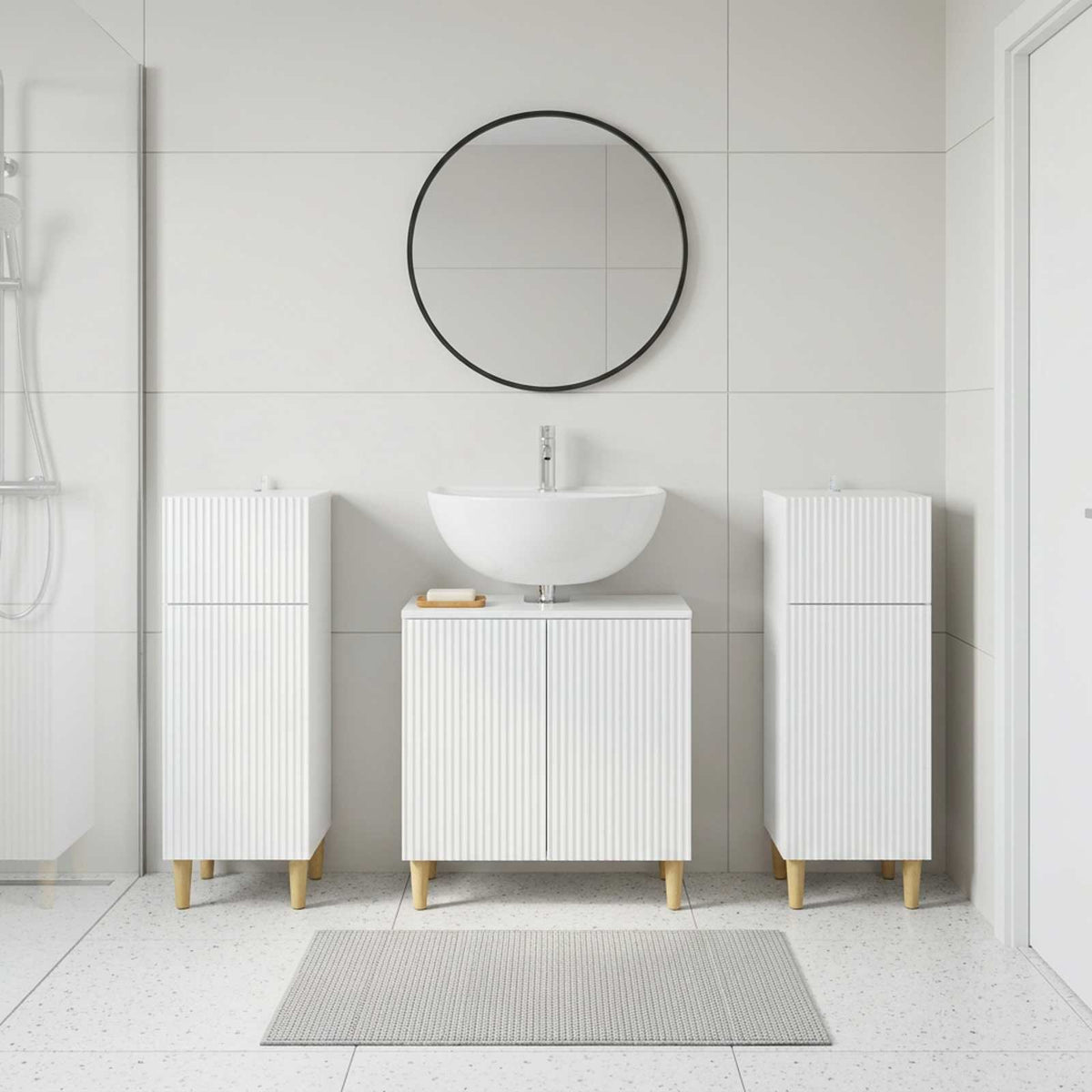3 Piece Bathroom Cabinet Set ARNHEM High Gloss White
