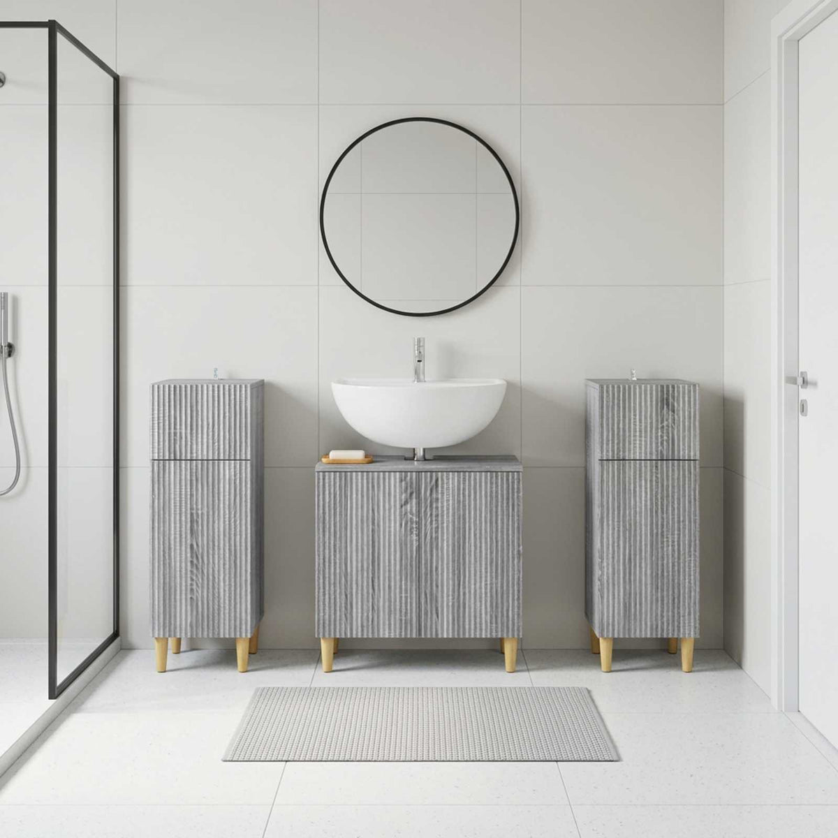 3 Piece Bathroom Cabinet Set ARNHEM Grey Sonoma Engineered Wood