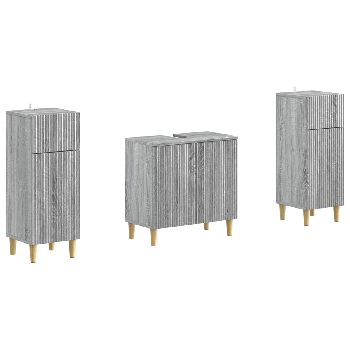 3 Piece Bathroom Cabinet Set ARNHEM Grey Sonoma Engineered Wood