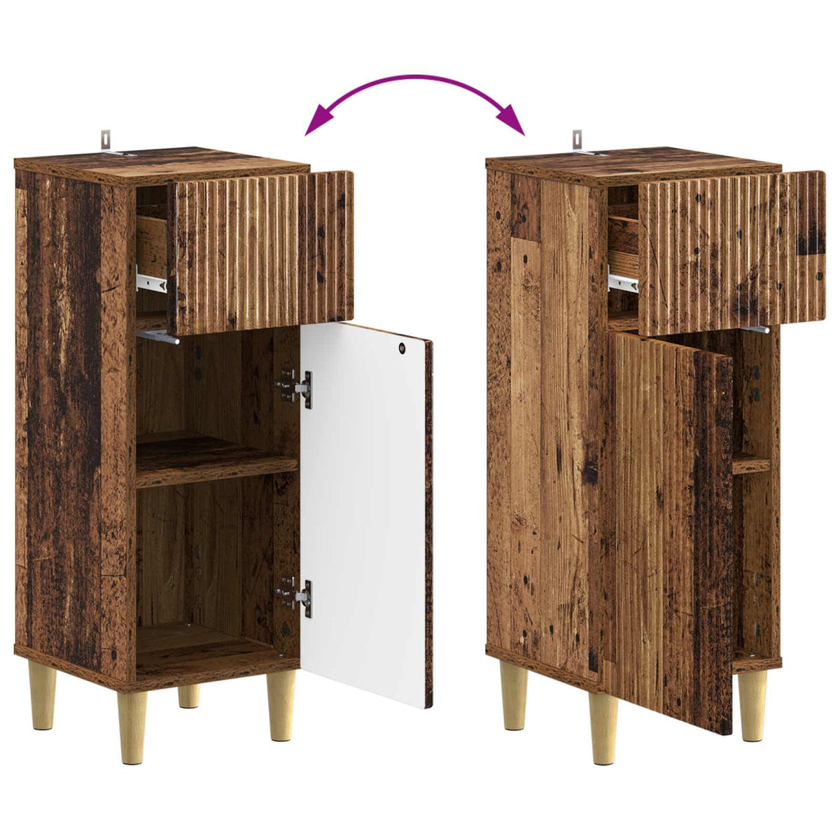 3 Piece Bathroom Cabinet Set ARNHEM Old Wood Engineered Wood