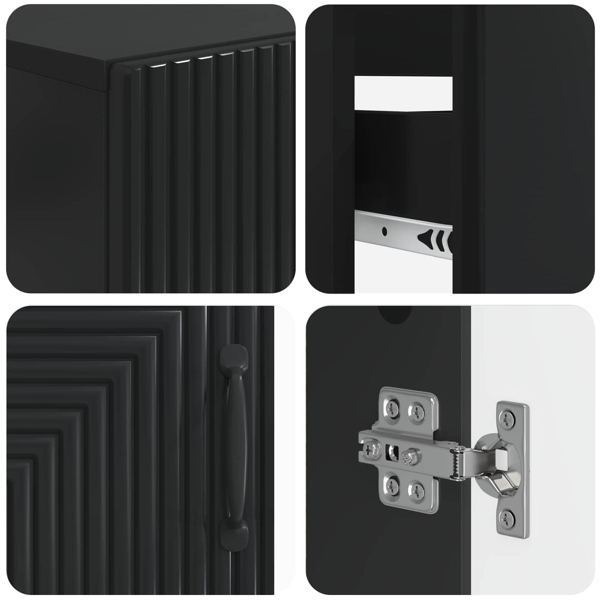 3 Piece Bathroom Cabinet Set HAARLEM Black Engineered Wood