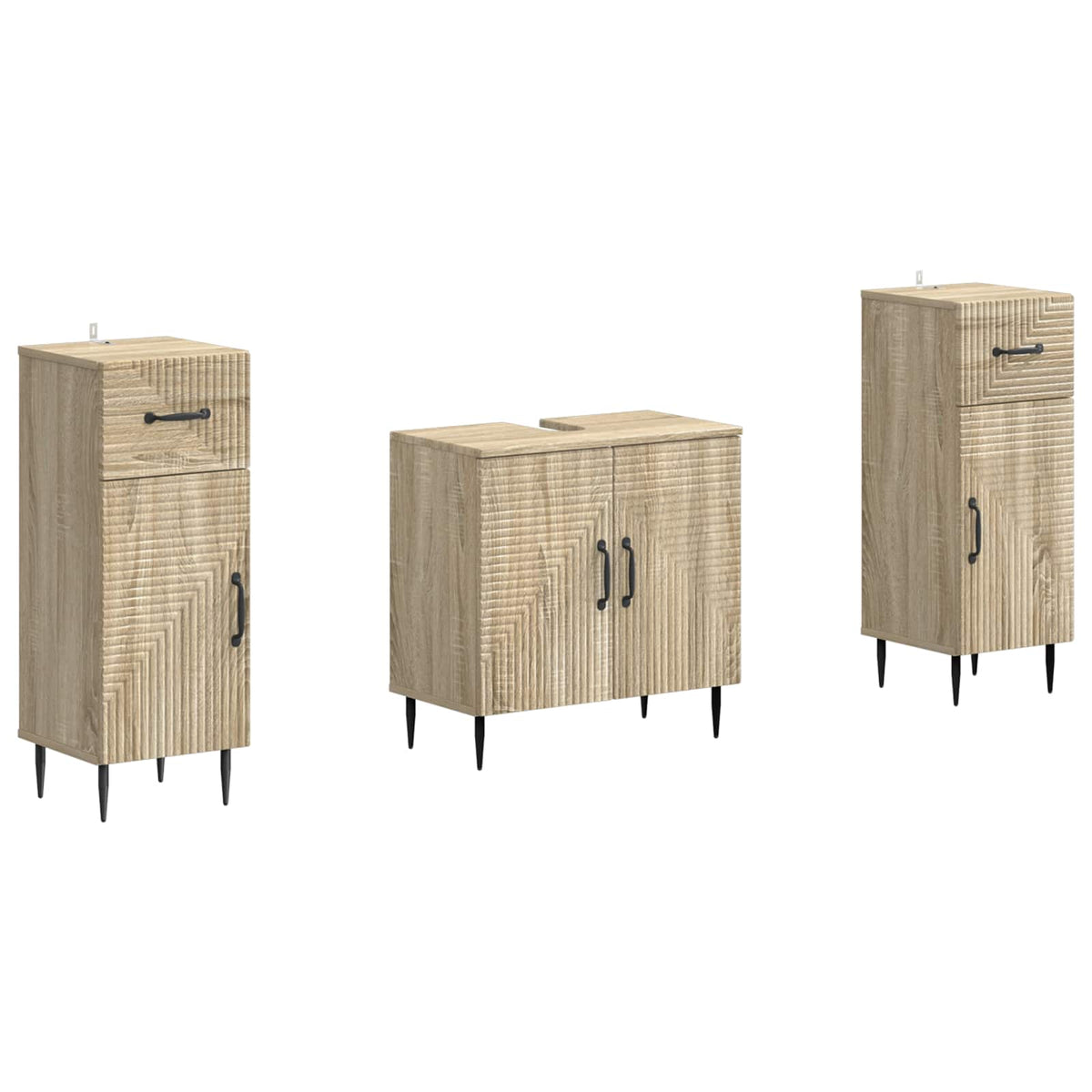 3 Piece Bathroom Cabinet Set HAARLEM Sonoma Oak Engineered Wood