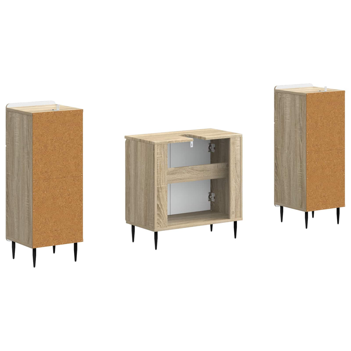3 Piece Bathroom Cabinet Set HAARLEM Sonoma Oak Engineered Wood