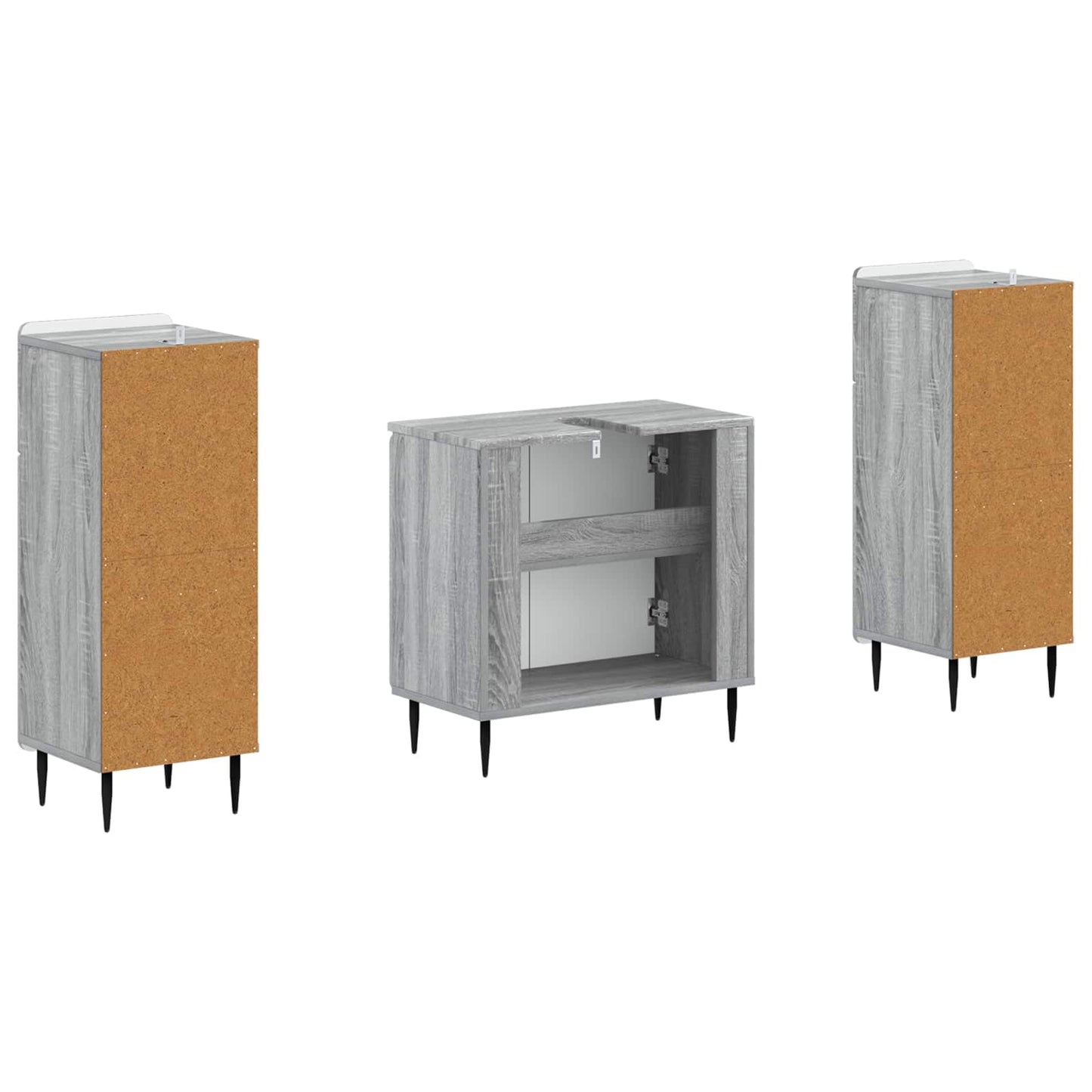 2 Piece Bathroom Cabinet Set HAARLEM Grey Sonoma