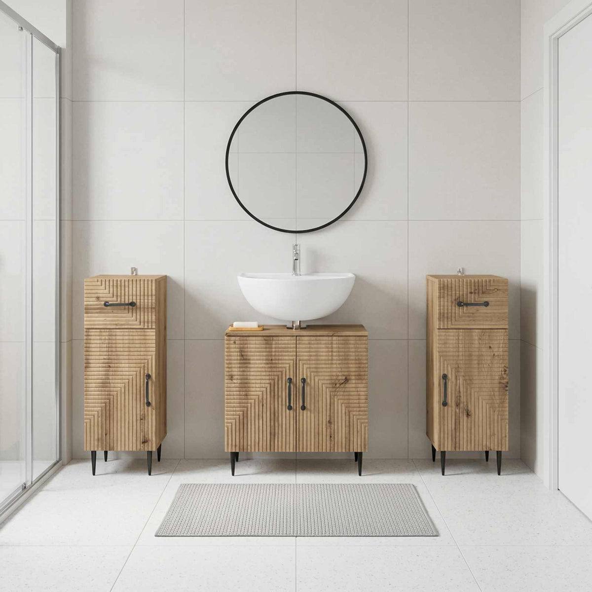3 Piece Bathroom Cabinet Set HAARLEM Artisan Oak