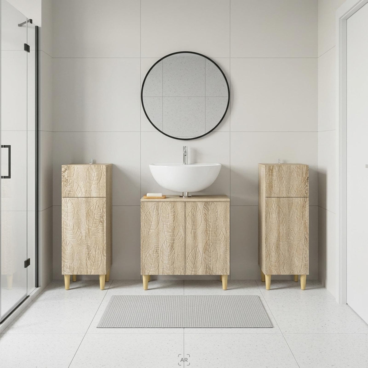 3 Piece Bathroom Cabinet Set DELFT Sonoma Oak Engineered Wood