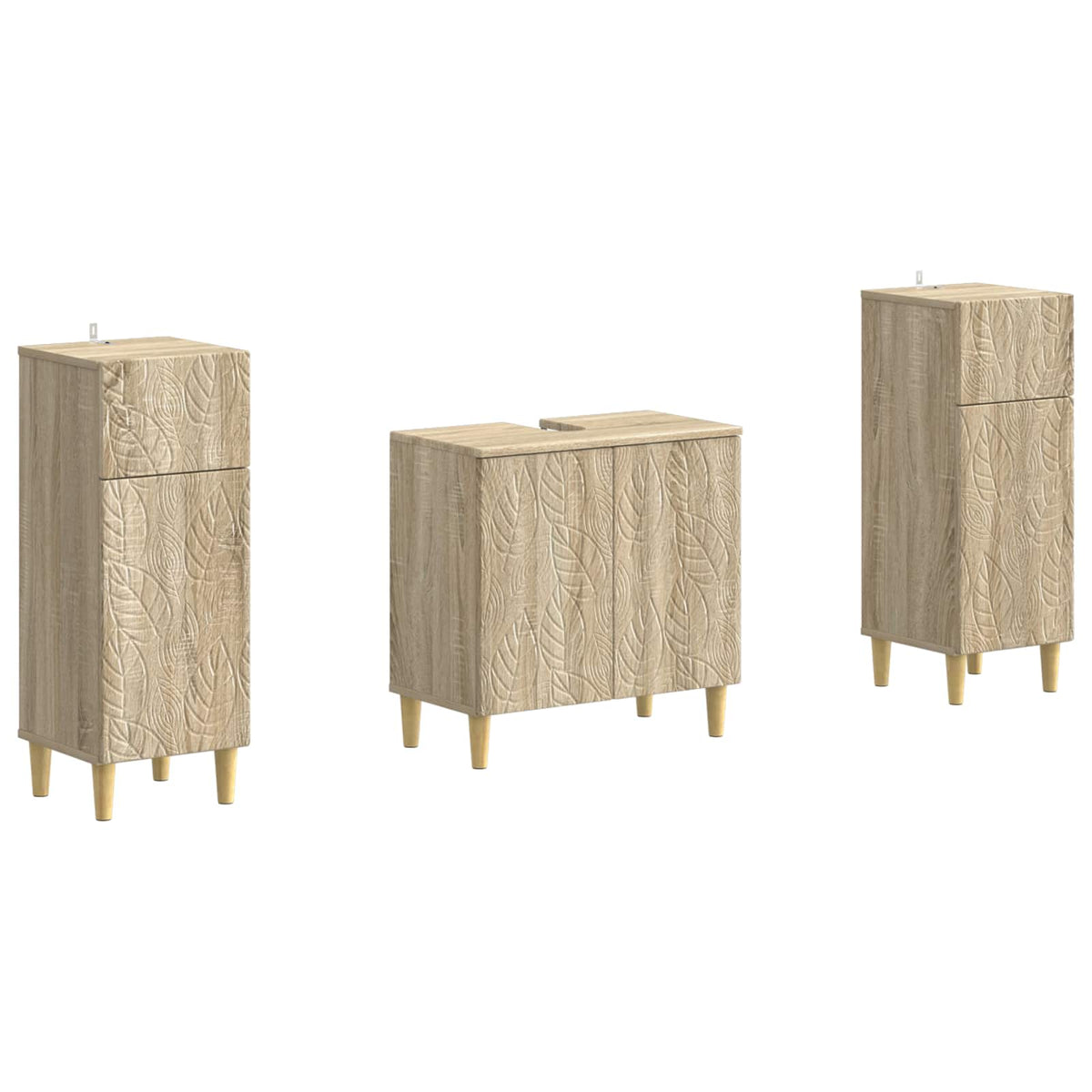 3 Piece Bathroom Cabinet Set DELFT Sonoma Oak Engineered Wood