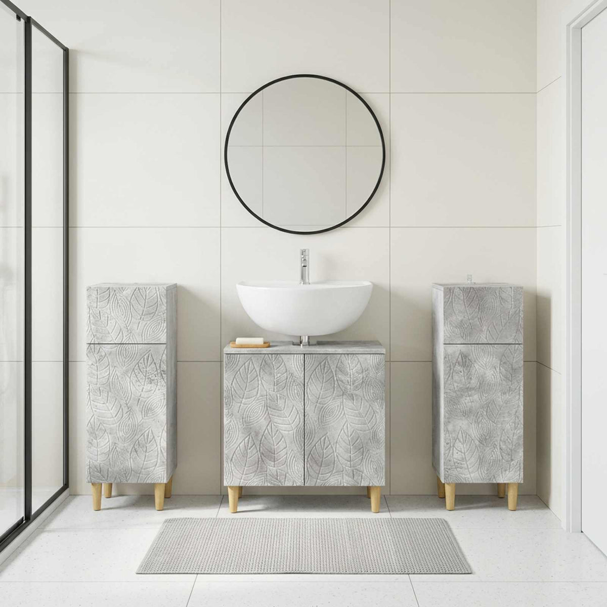 3 Piece Bathroom Cabinet Set DELFT Concrete Grey