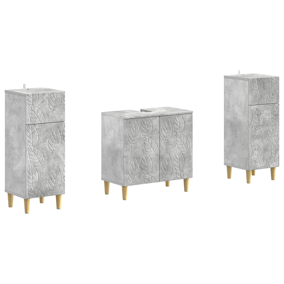 3 Piece Bathroom Cabinet Set DELFT Concrete Grey