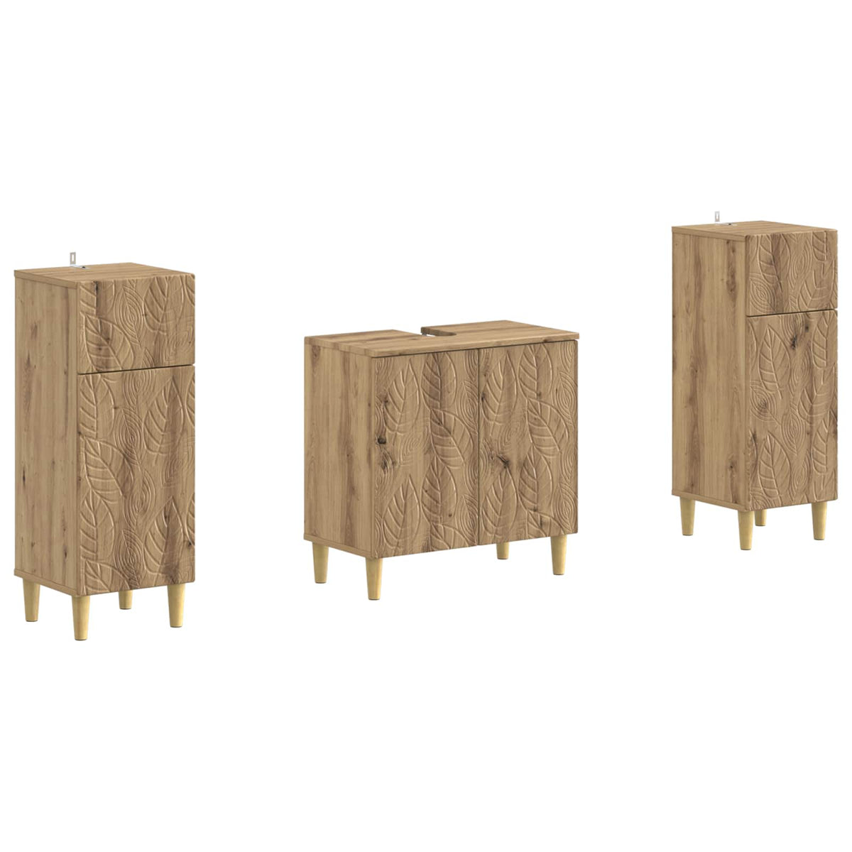3 Piece Bathroom Cabinet Set DELFT Artisan Oak Engineered Wood