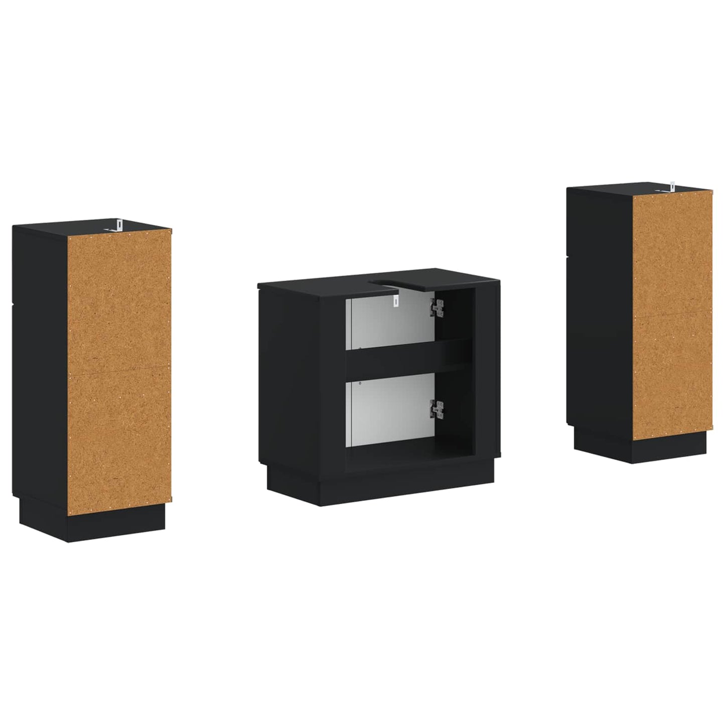 2 Piece Bathroom Cabinet Set HOORN Black Engineered Wood