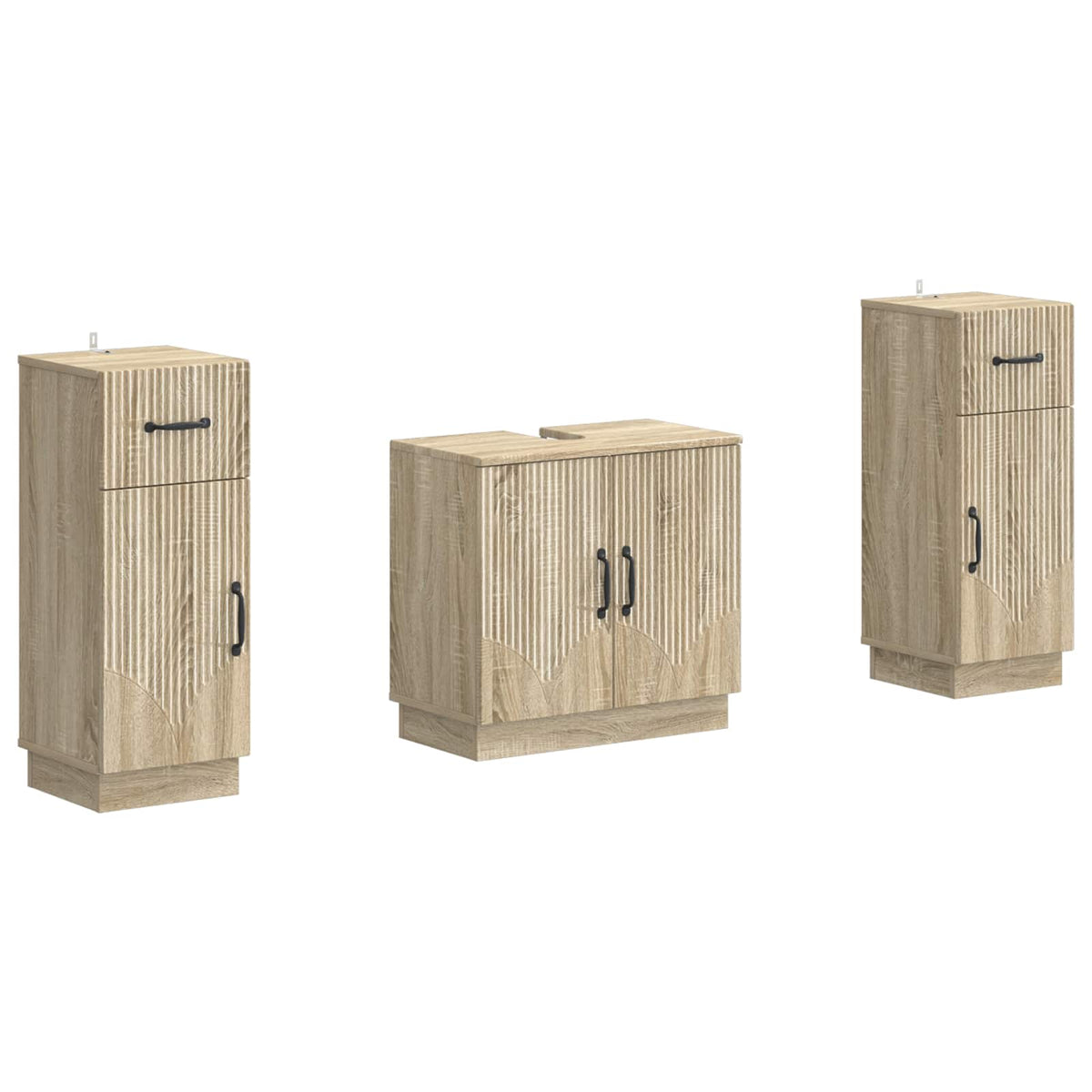 3 Piece Bathroom Cabinet Set HOORN Sonoma Oak Engineered Wood