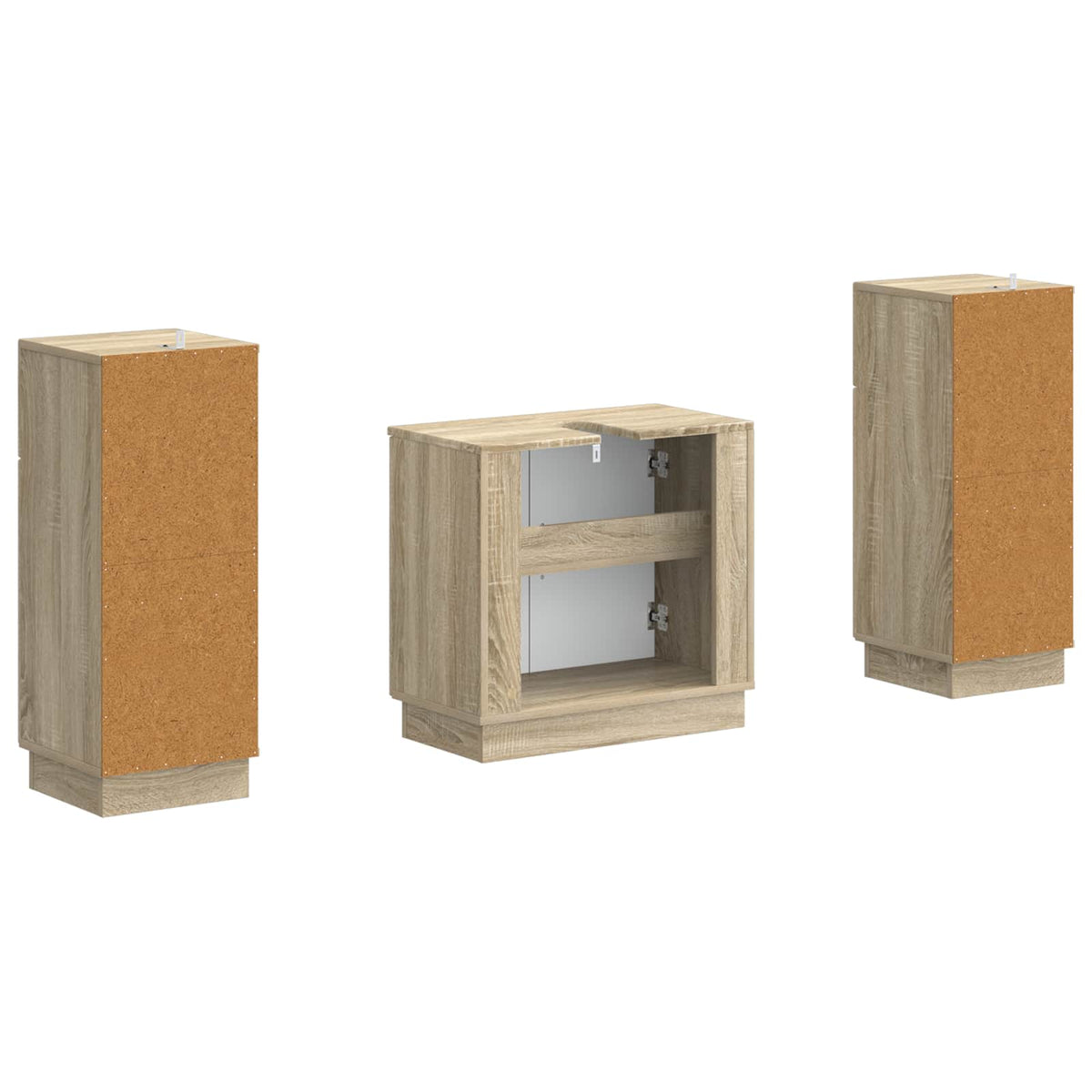 3 Piece Bathroom Cabinet Set HOORN Sonoma Oak Engineered Wood