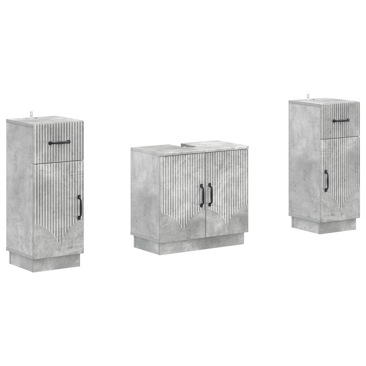 3 Piece Bathroom Cabinet Set HOORN Concrete Grey