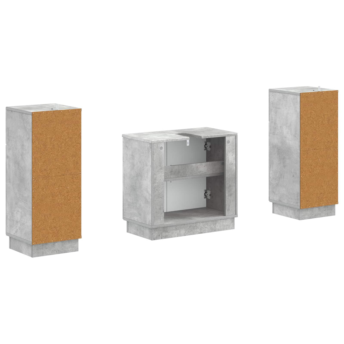 3 Piece Bathroom Cabinet Set HOORN Concrete Grey