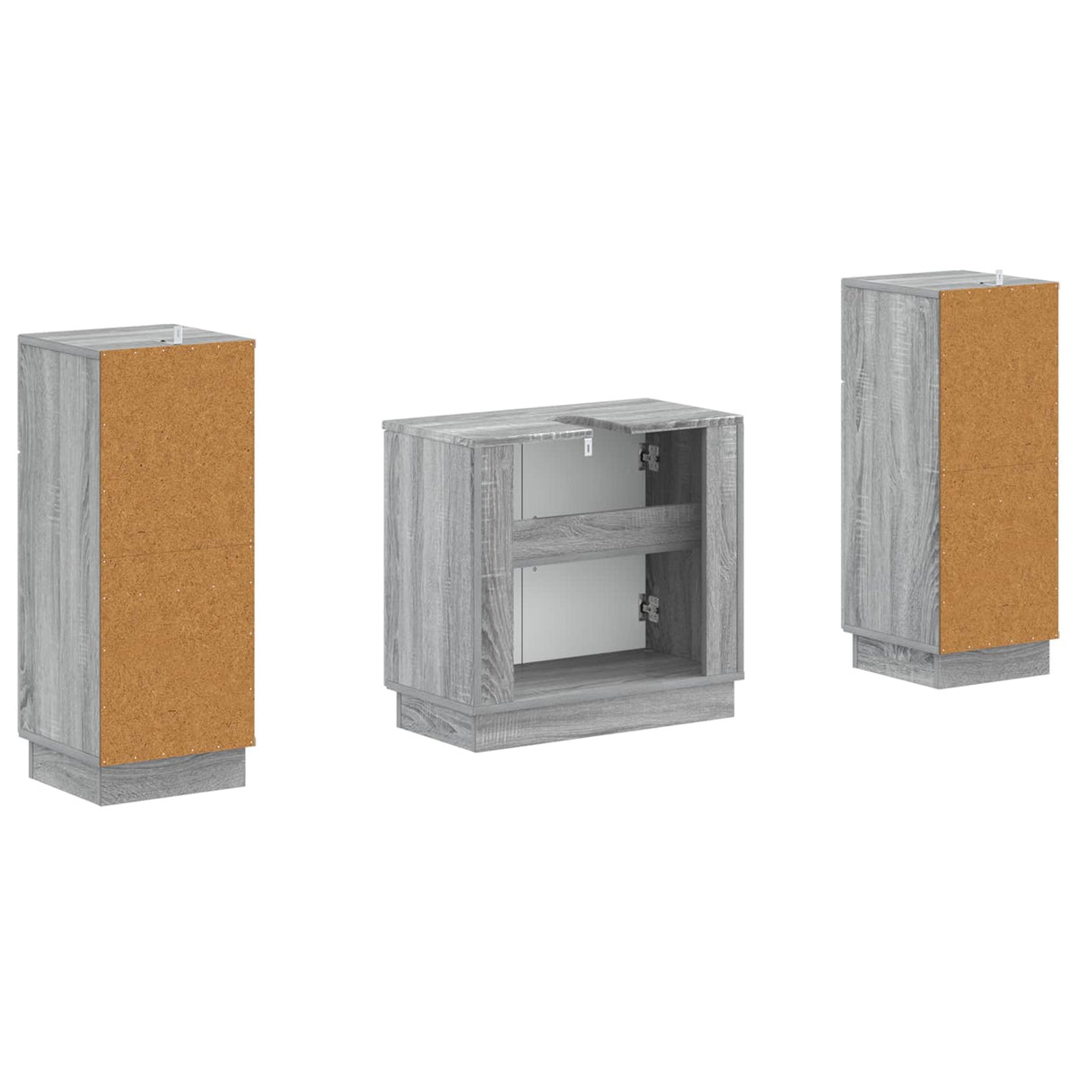 3 Piece Bathroom Cabinet Set HOORN Grey Sonoma Engineered Wood