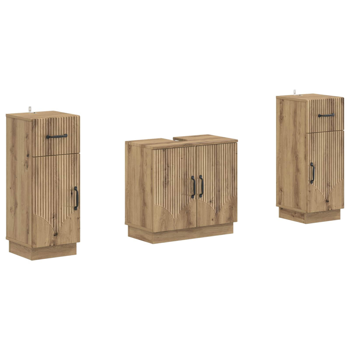 3 Piece Bathroom Cabinet Set HOORN Artisan Oak Engineered Wood