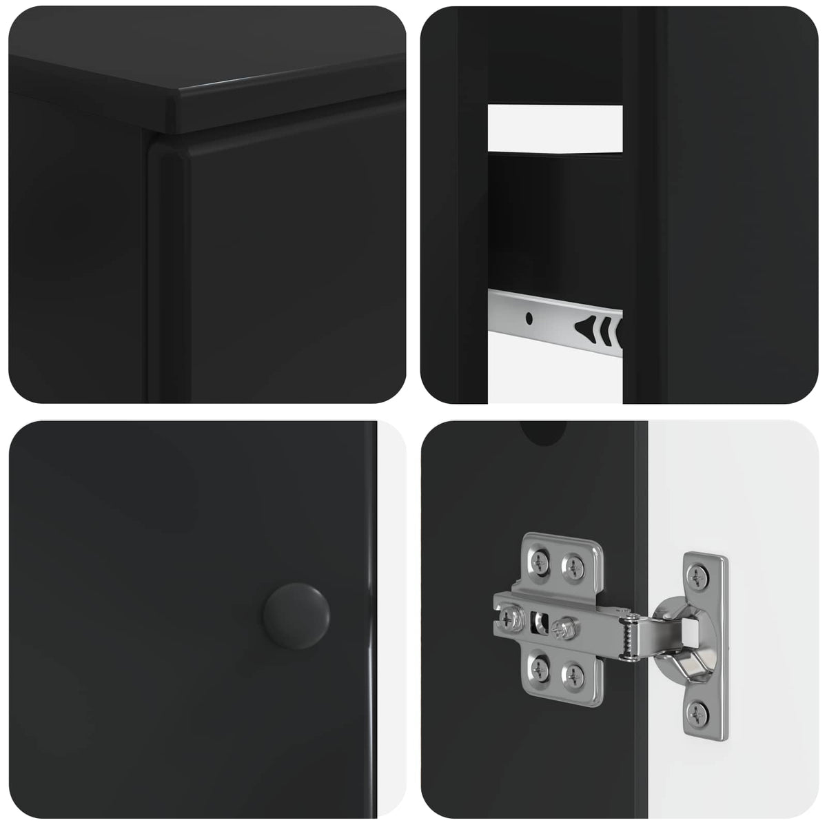 3 Piece Bathroom Cabinet Set BREDA Black Engineered Wood