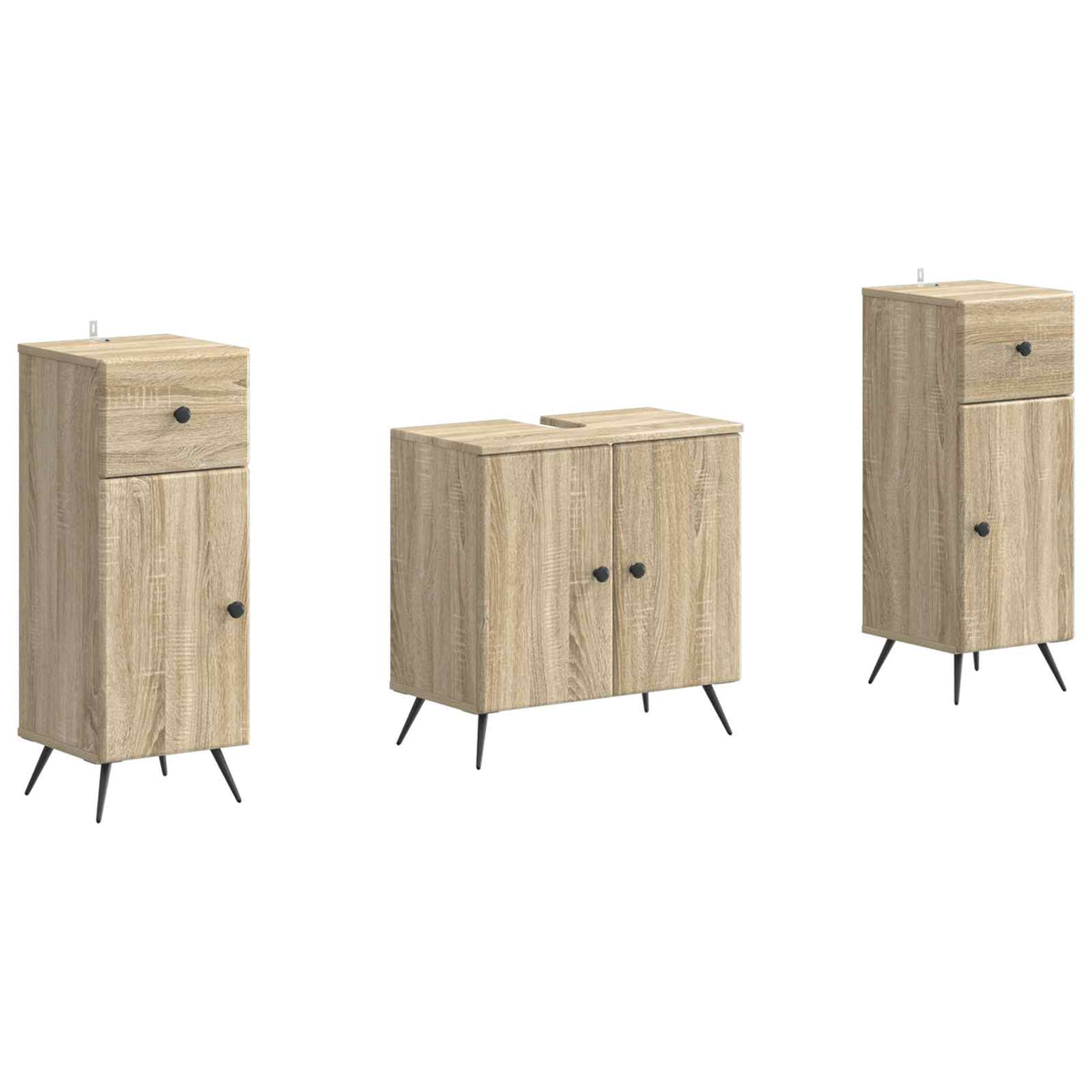 3 Piece Bathroom Cabinet Set BREDA Sonoma Oak Engineered Wood