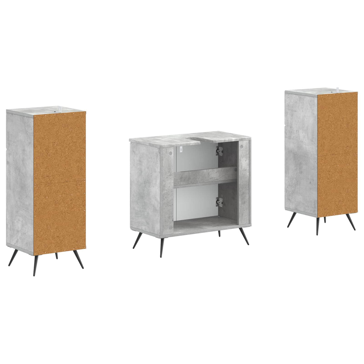 3 Piece Bathroom Cabinet Set BREDA Concrete Grey