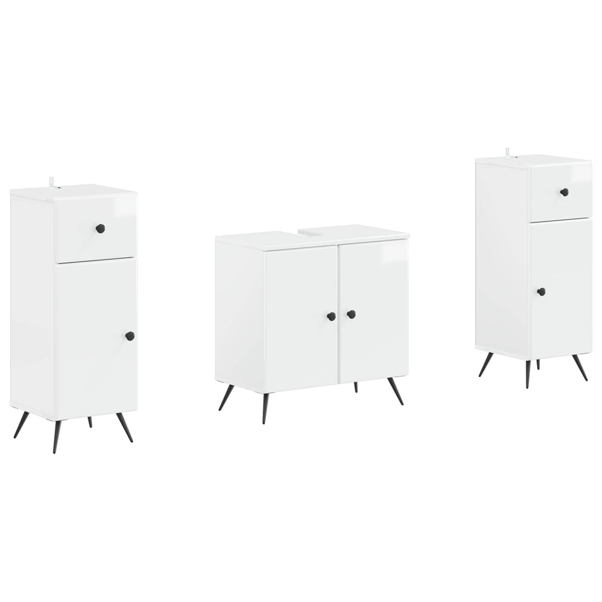 3 Piece Bathroom Cabinet Set BREDA High Gloss White