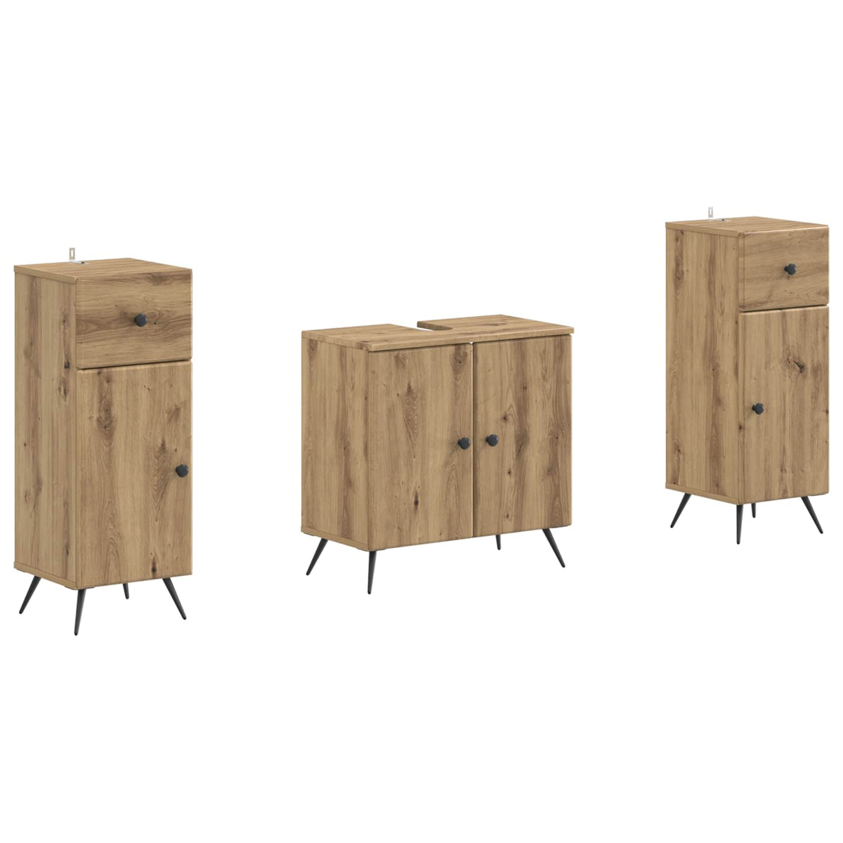 3 Piece Bathroom Cabinet Set BREDA Artisan Oak Engineered Wood