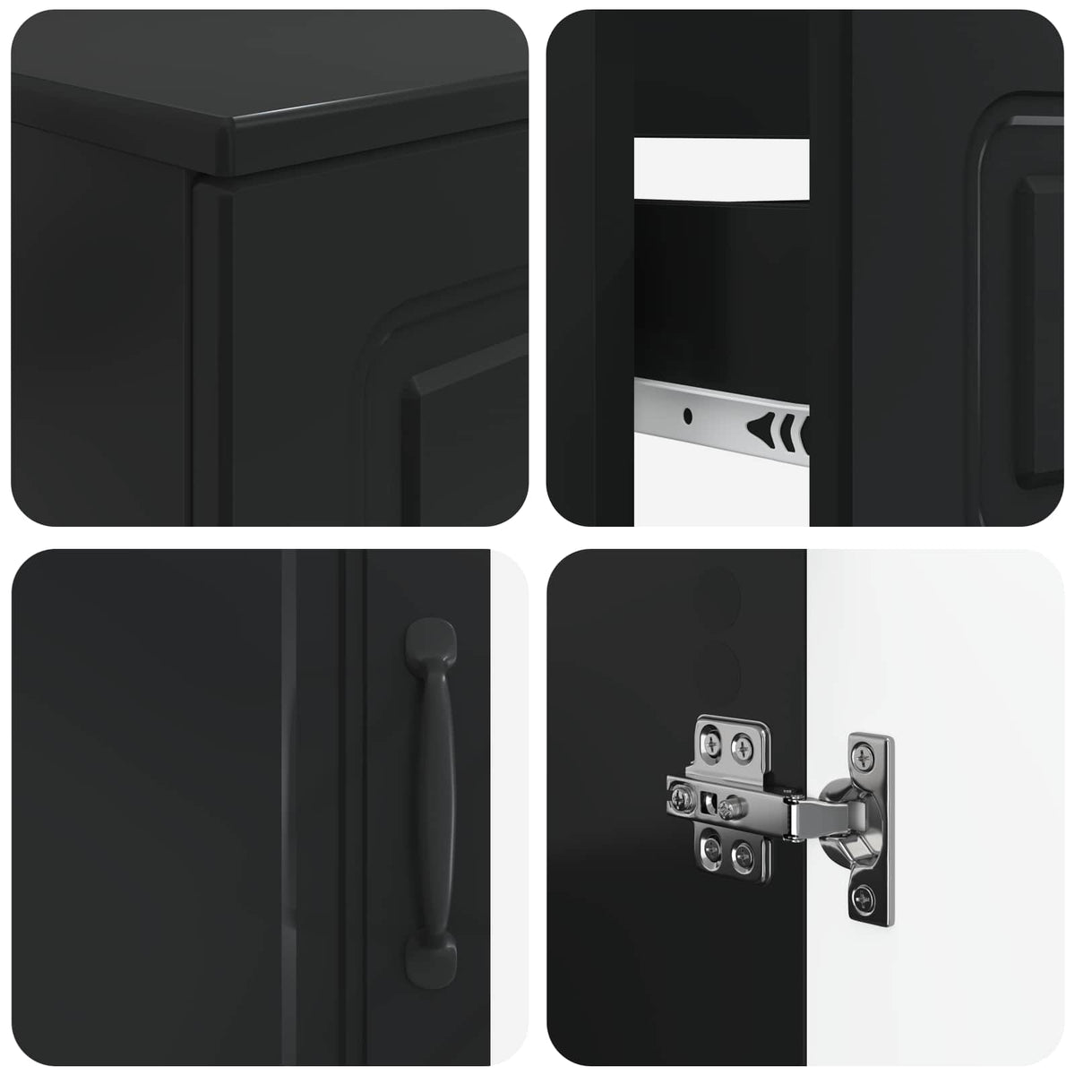 3 Piece Bathroom Cabinet Set UTRECHT Black Engineered Wood