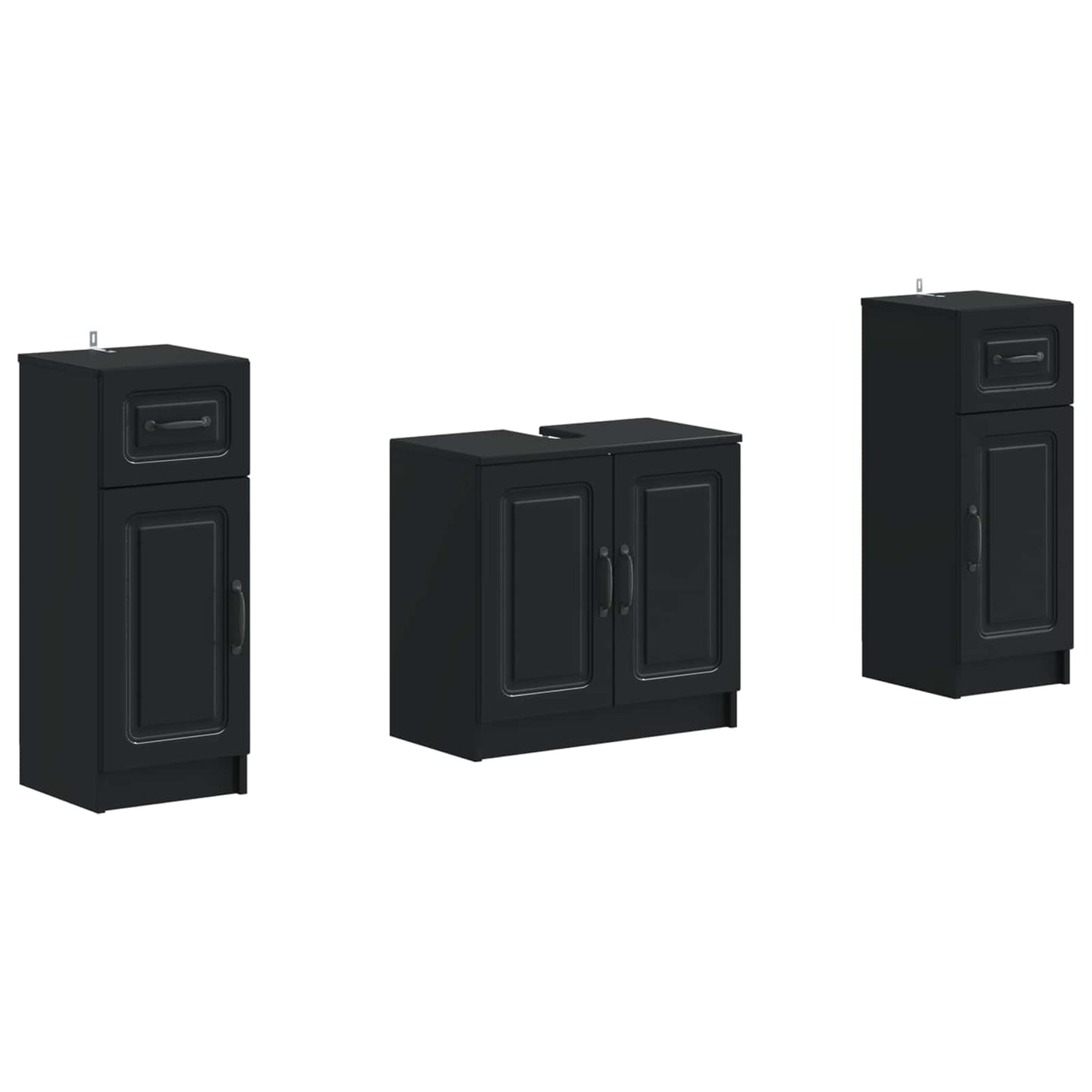 2 Piece Bathroom Cabinet Set UTRECHT Black Engineered Wood
