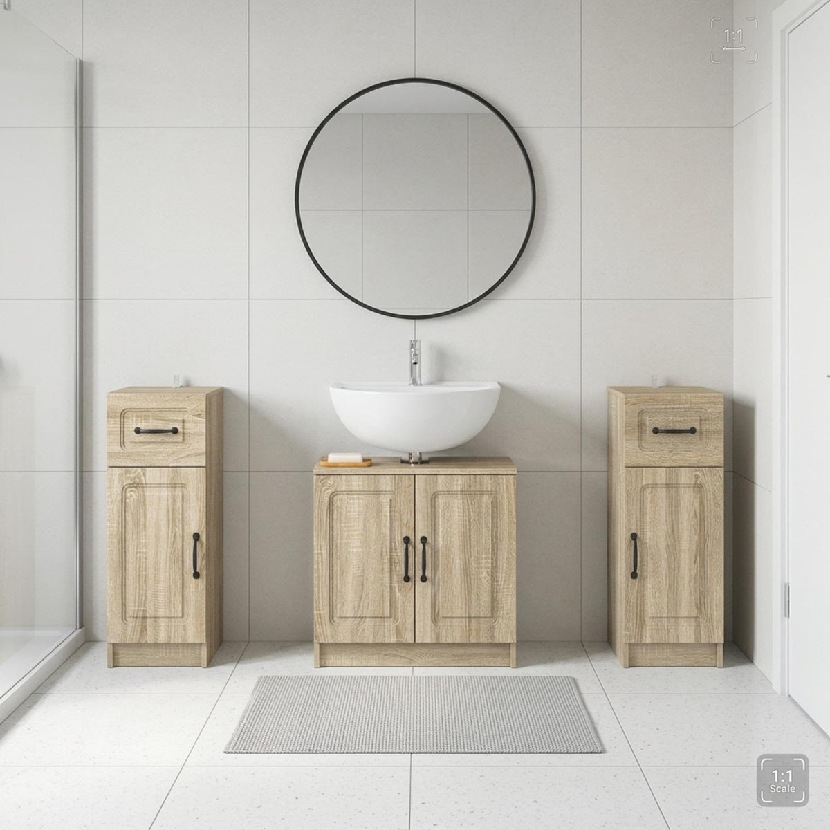 3 Piece Bathroom Cabinet Set UTRECHT Sonoma Oak Engineered Wood
