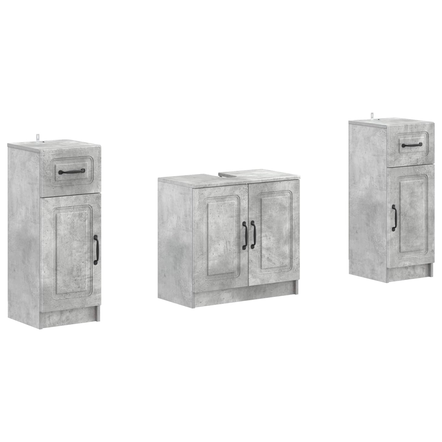 2 Piece Bathroom Cabinet Set UTRECHT Concrete Grey