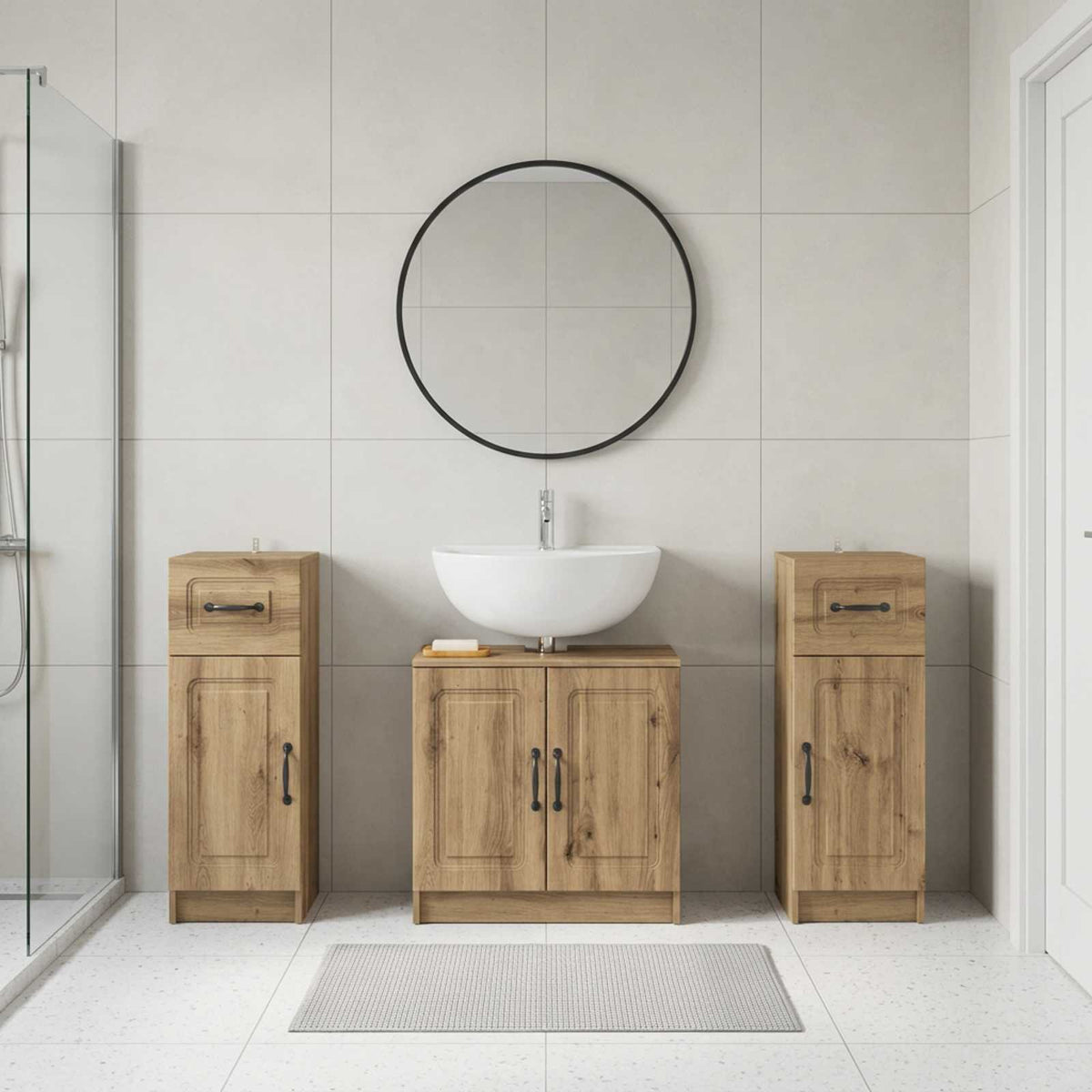 3 Piece Bathroom Cabinet Set UTRECHT Artisan Oak