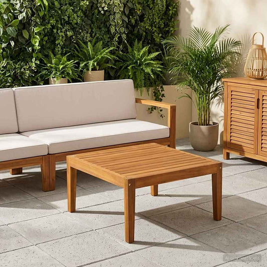 Table Solid Acacia Wood Natural 60 x 60 x 30 cm