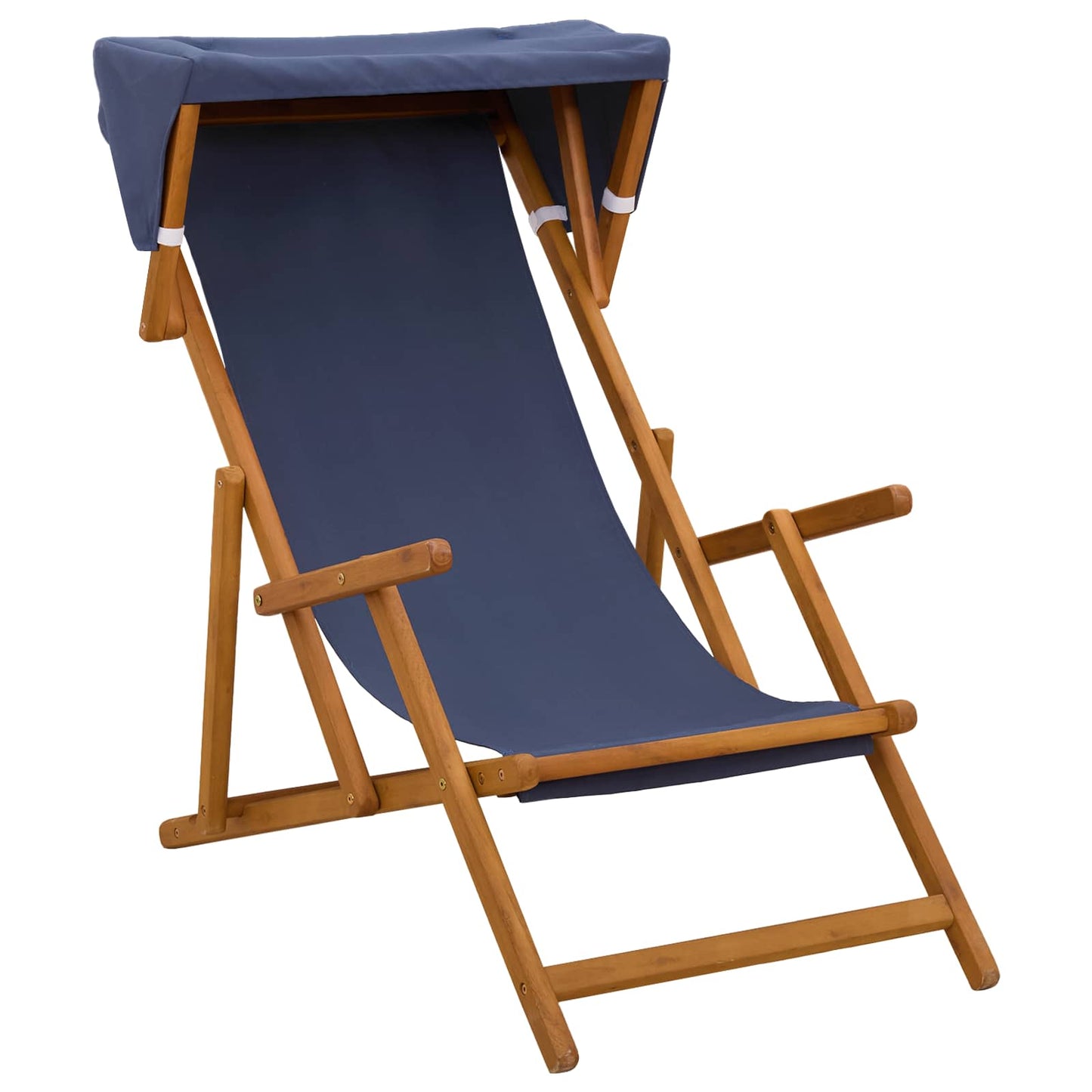 Deck Chair 4 pcs 3 Position Solid Eucalyptus Wood Blue