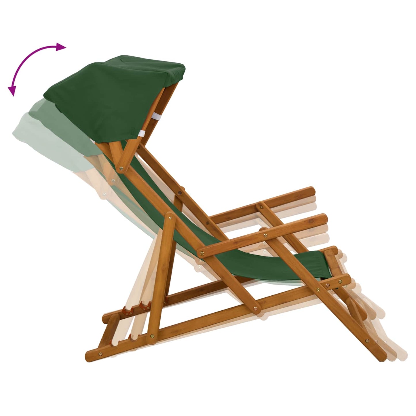 Deck Chair 4 pcs 3 Position Solid Eucalyptus Wood Green
