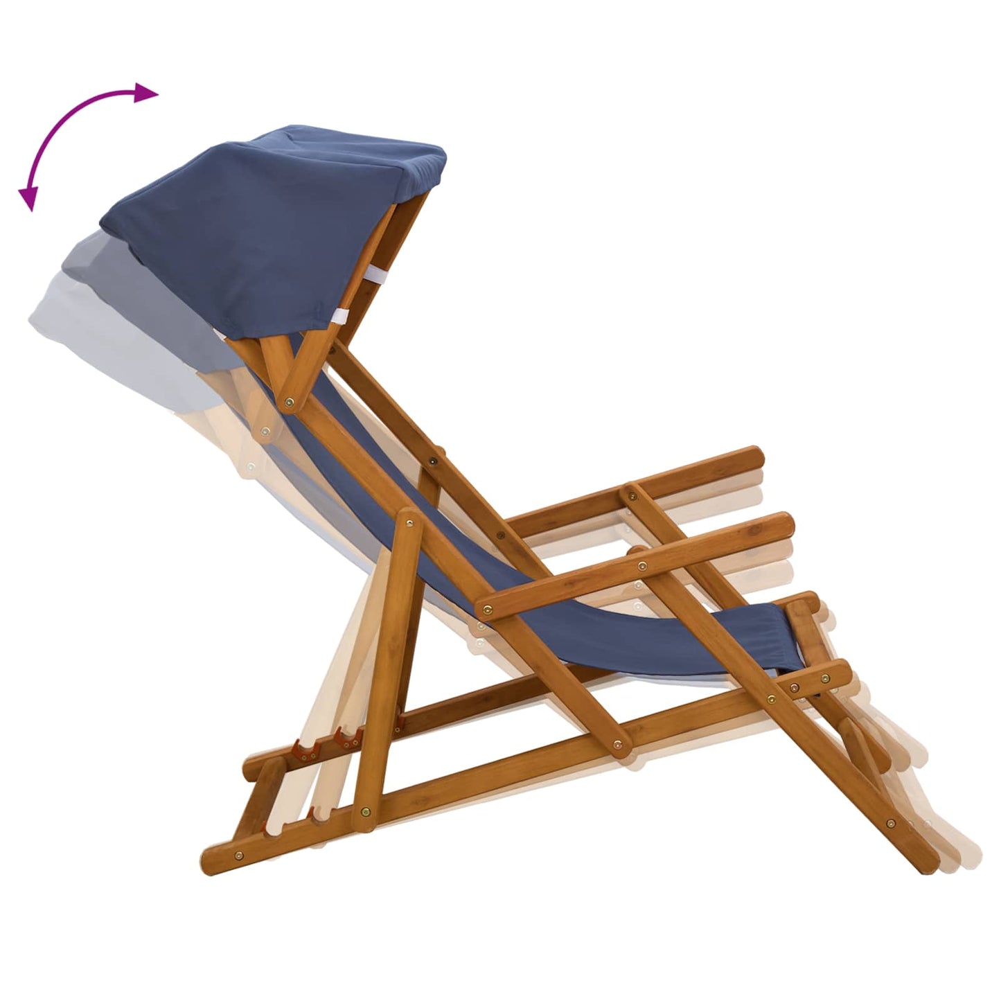 Deck Chair 2 pcs 3 Position Solid Eucalyptus Wood Blue