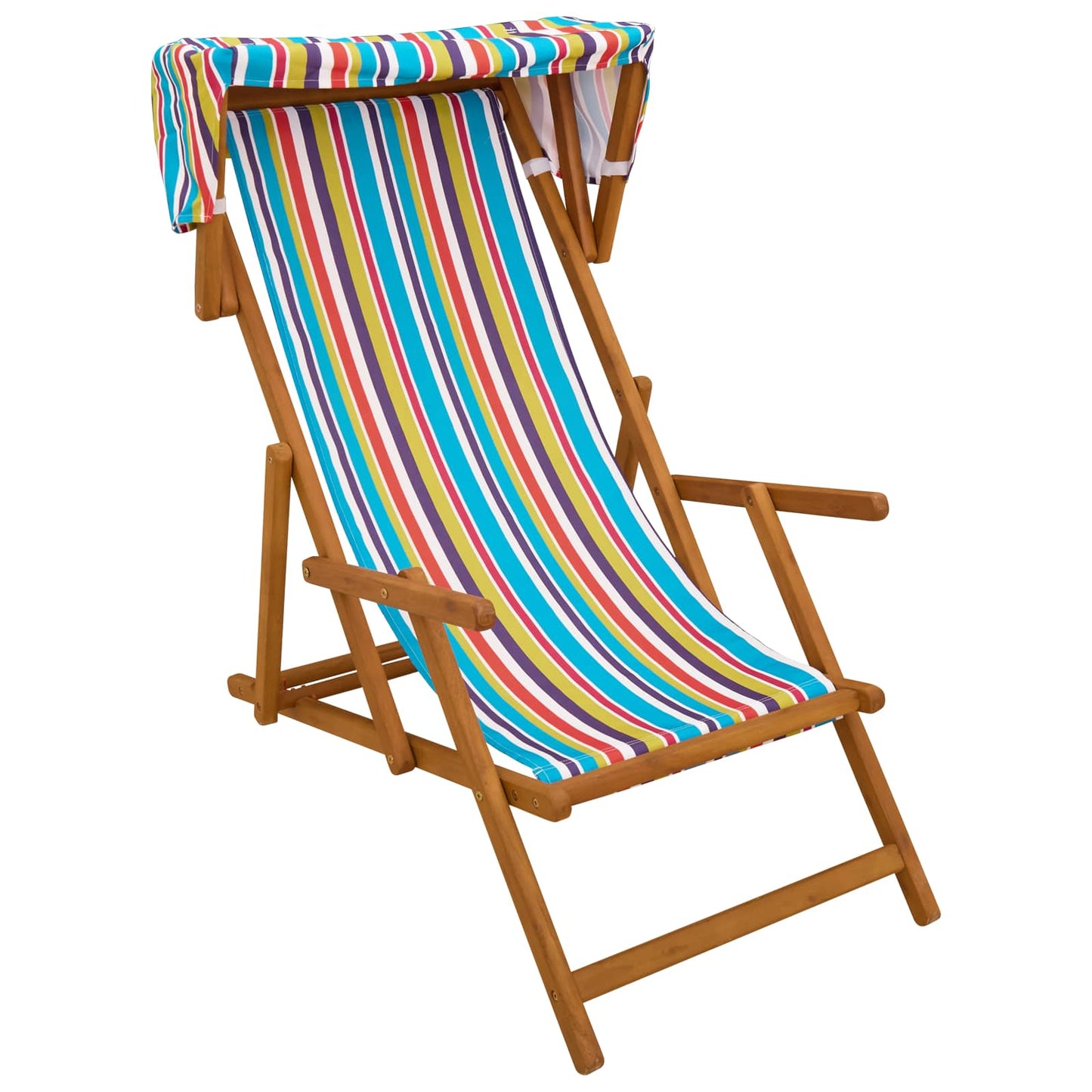 Deck Chair 2 pcs 3 Position Solid Eucalyptus Wood Multicolour