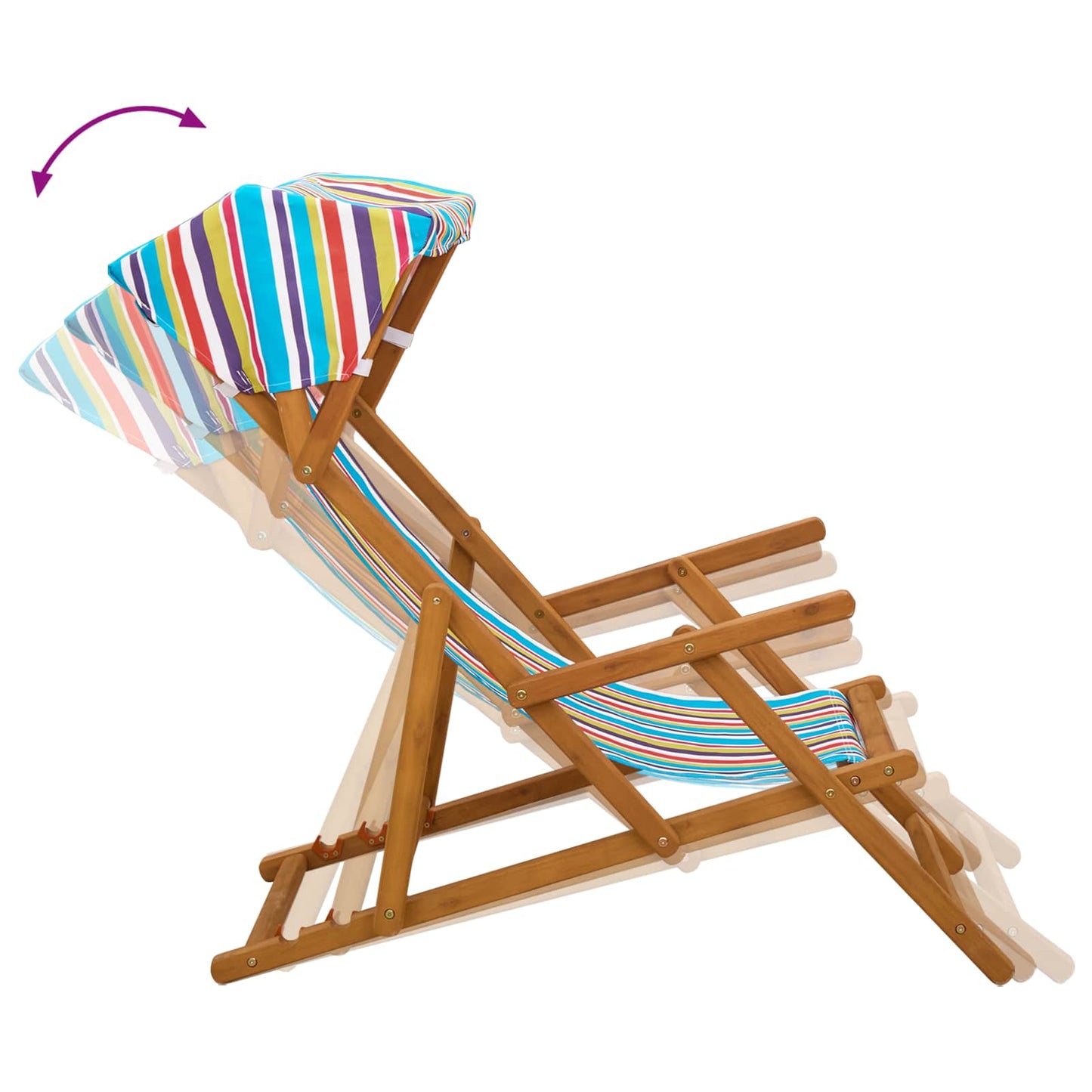 Deck Chair 2 pcs 3 Position Solid Eucalyptus Wood Multicolour