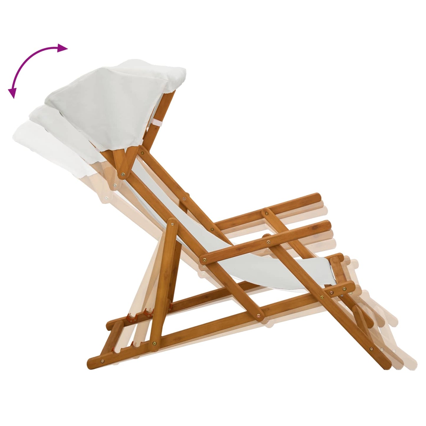 Deck Chair 2 pcs 3 Position Solid Eucalyptus Wood Cream