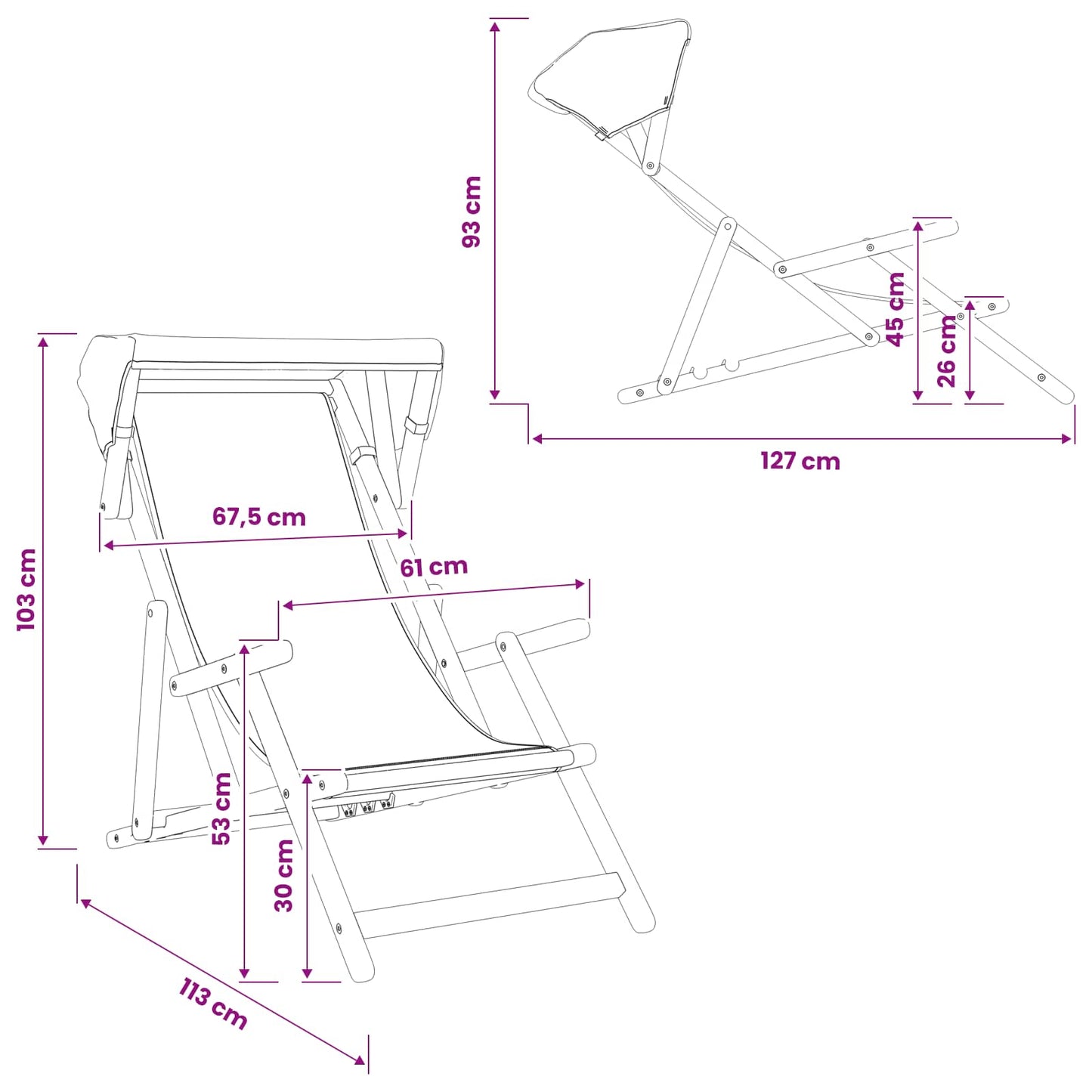 Deck Chair 2 pcs 3 Position Solid Eucalyptus Wood