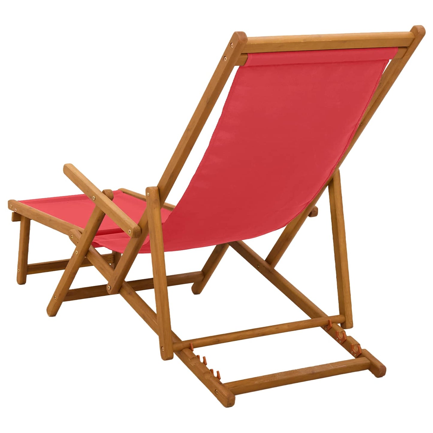 Folding Sun Lounger 2 pcs 3 Position Solid Eucalyptus Wood Red