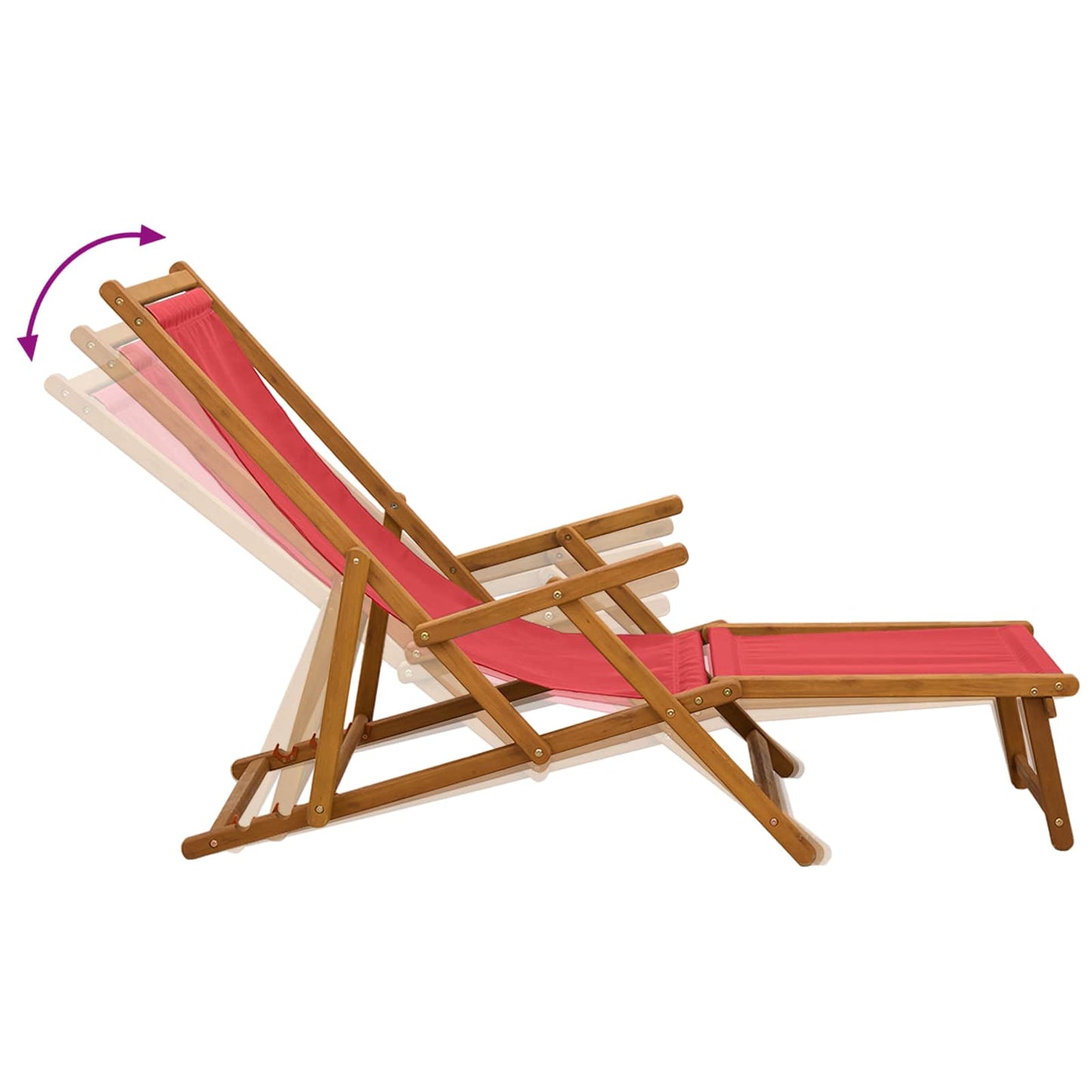 Folding Sun Lounger 2 pcs 3 Position Solid Eucalyptus Wood Red