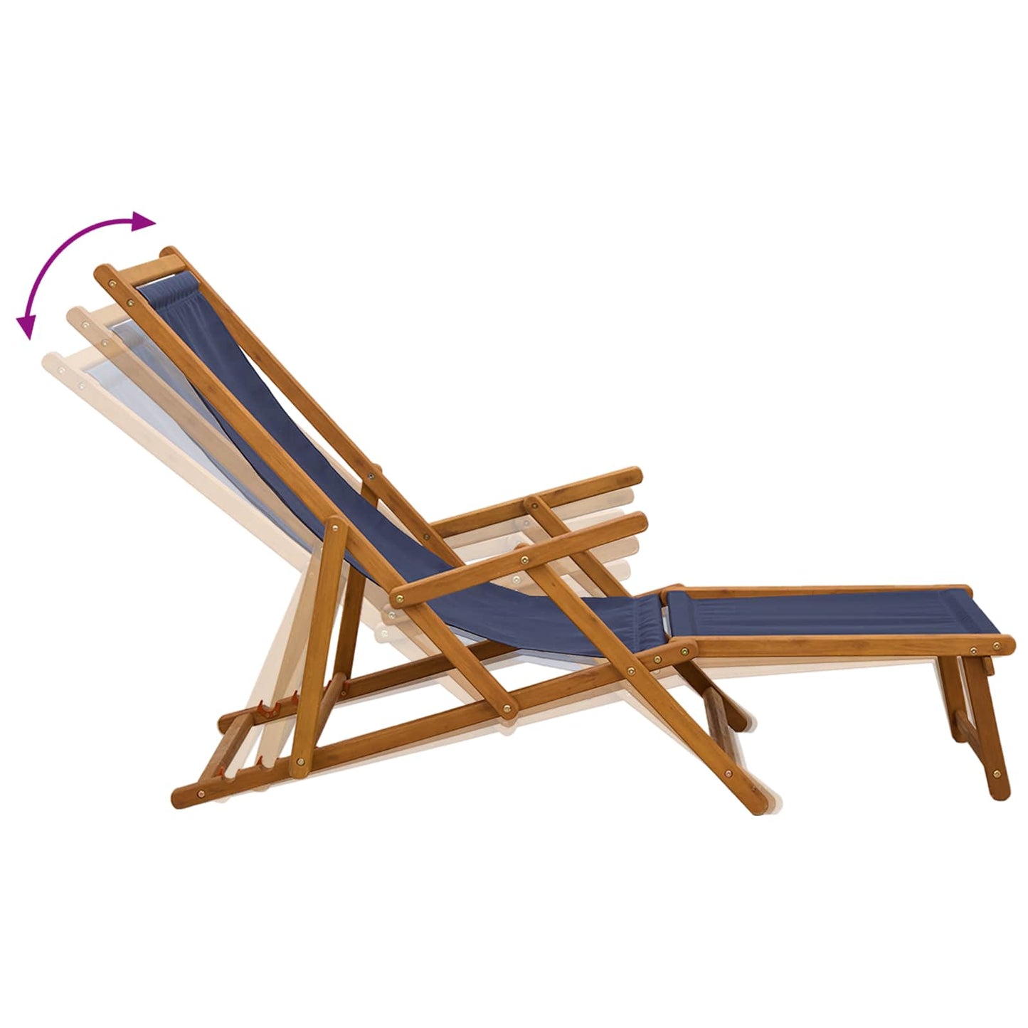 Folding Sun Lounger 2 pcs 3 Position Solid Eucalyptus Wood Blue