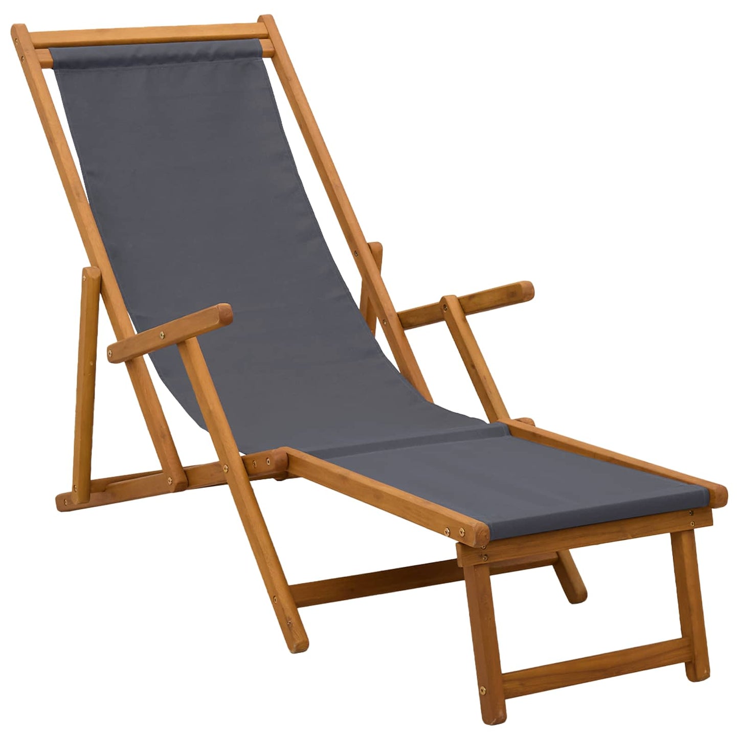 Folding Sun Lounger 2 pcs 3 Position Solid Eucalyptus Wood Grey