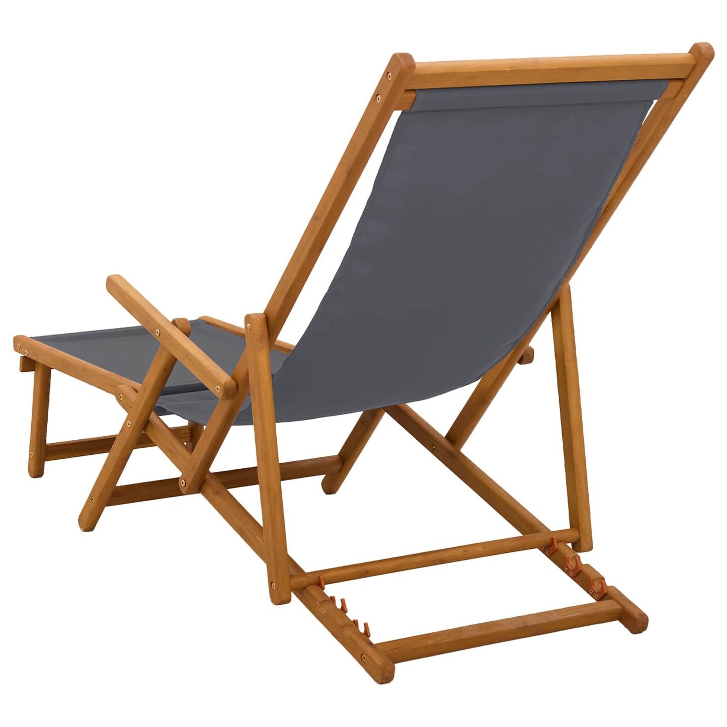 Folding Sun Lounger 2 pcs 3 Position Solid Eucalyptus Wood Grey