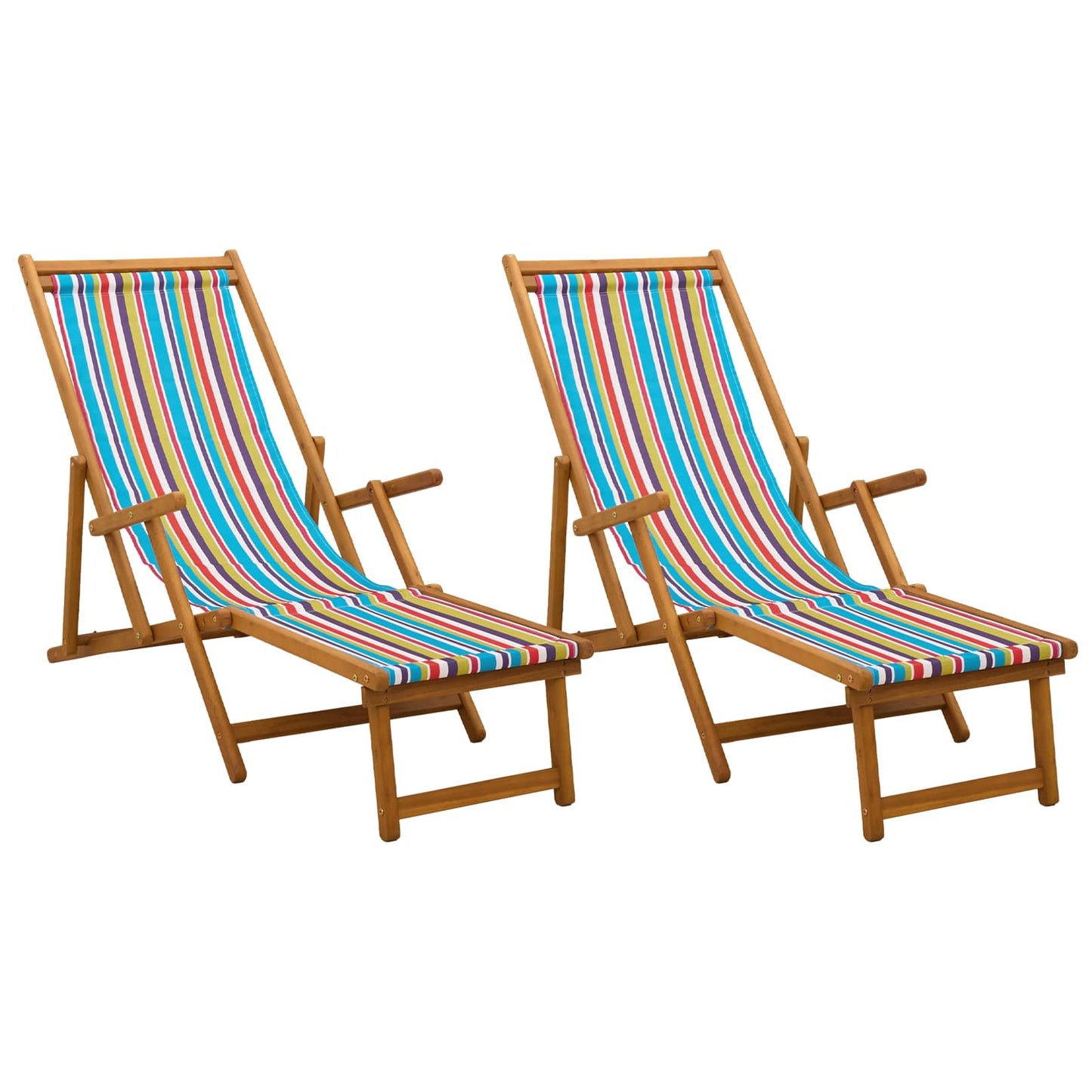 Folding Sun Lounger 2 pcs 3 Position Solid Eucalyptus Wood